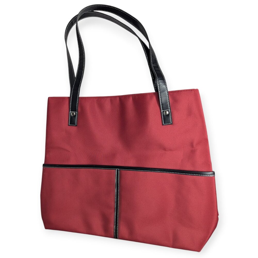 Spiegel Red & Black with Faux Leather Straps Shoulder Tote